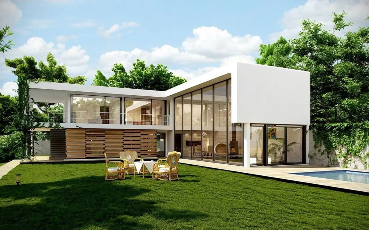 Mẫu homestay chữ L mở rộng không gian