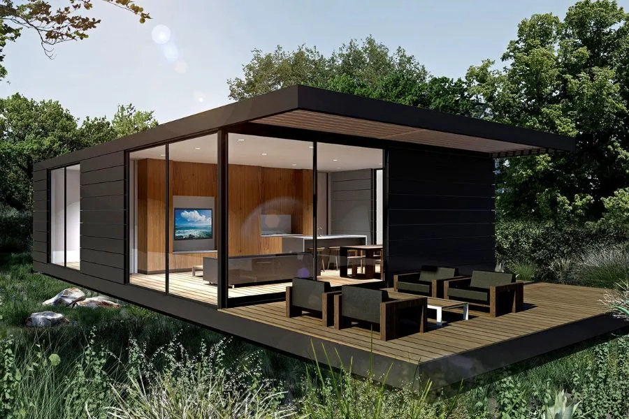 Mẫu nhà lắp ghép kết hợp vách kính Panorama