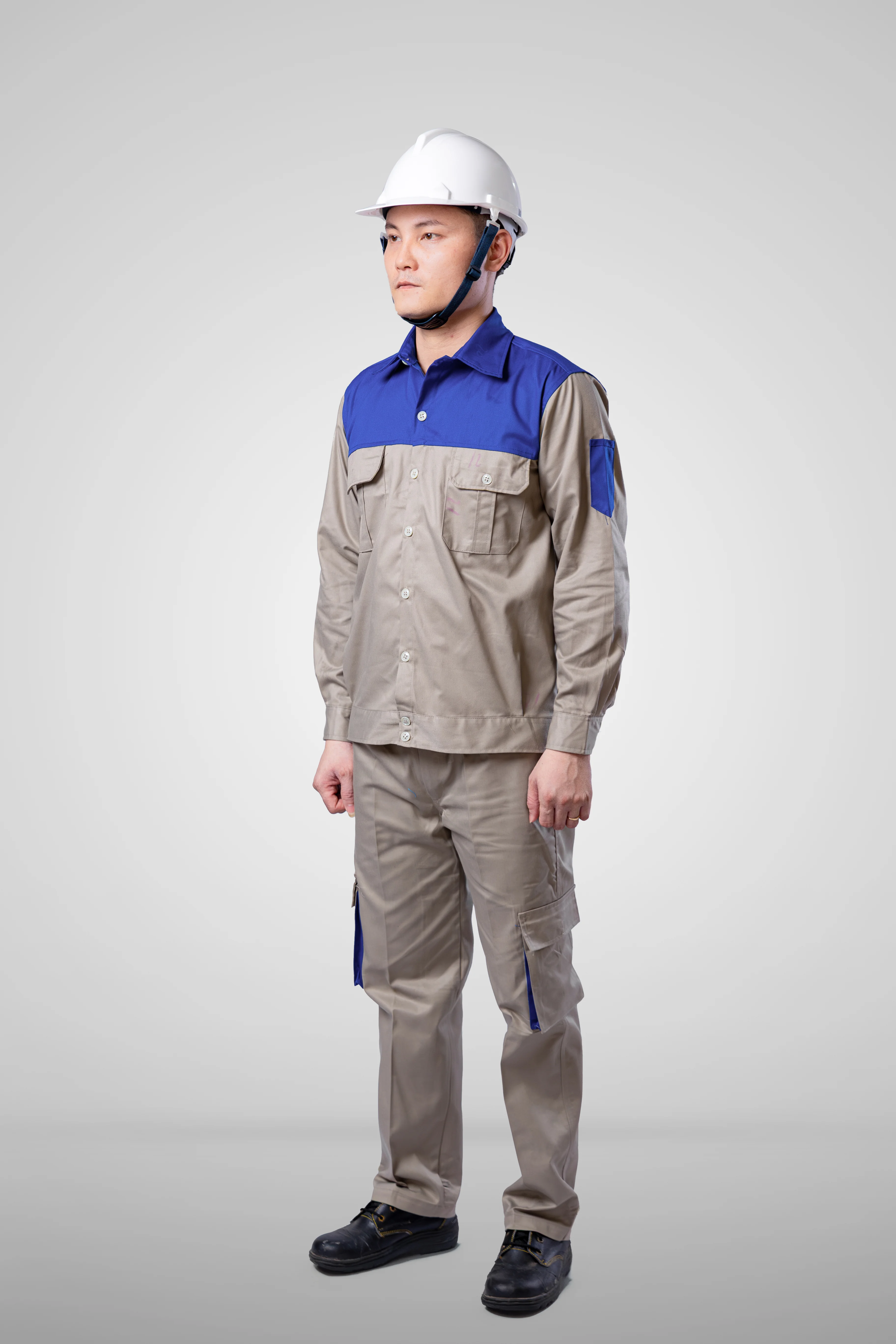 Bộ quần áo bảo hộ lao động ghi phối xanh - Vải kaki Nam Định 2 (2)