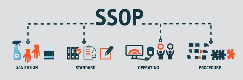 Minh họa một cách sống động quá trình thực thi SSOP trong thực tế, nhấn mạnh sự chuyên nghiệp và kỹ lưỡng trong từng công đoạn.